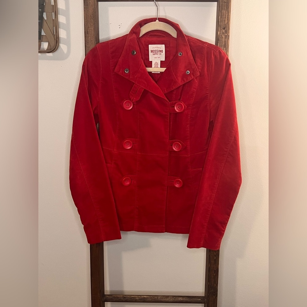 Y2K Mossimo Supply Co. Women's Vibrant Red Pea Coat